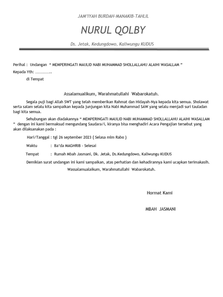 UNDANGAN Maulid | PDF