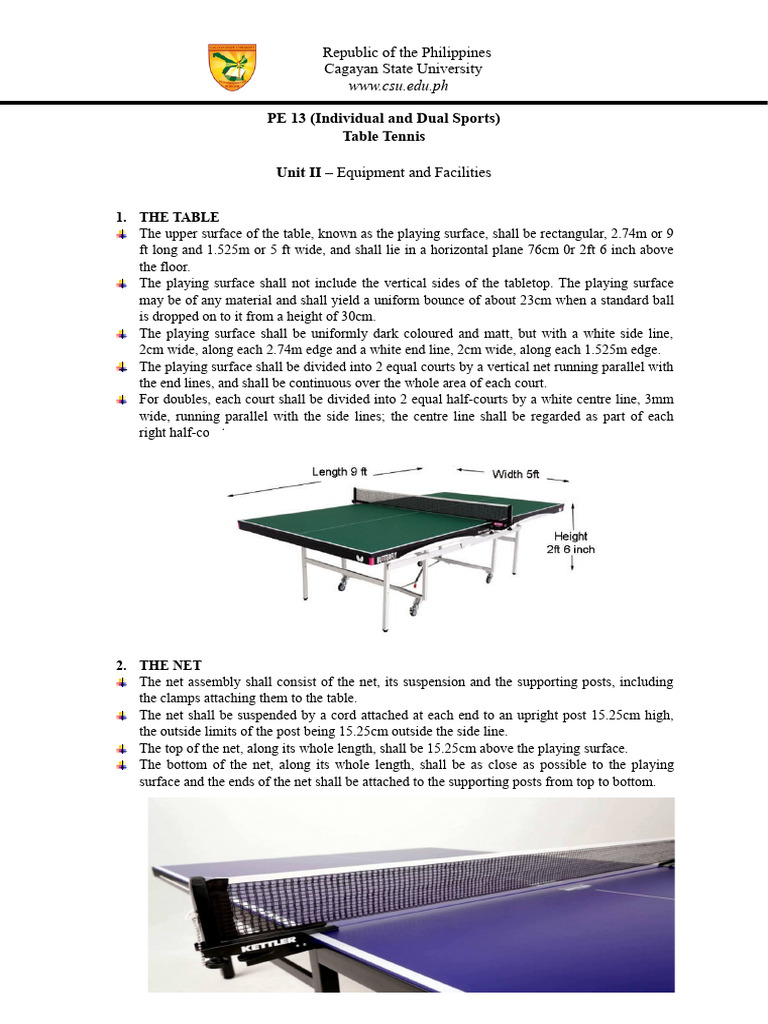 Unit 2 Equipment of Table Tennis PDF