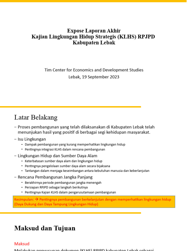 KLHS RPJPD Kabupaten Lebak 2023 | PDF