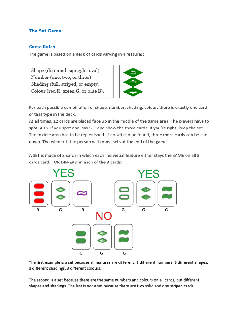 Set Game Rules | PDF