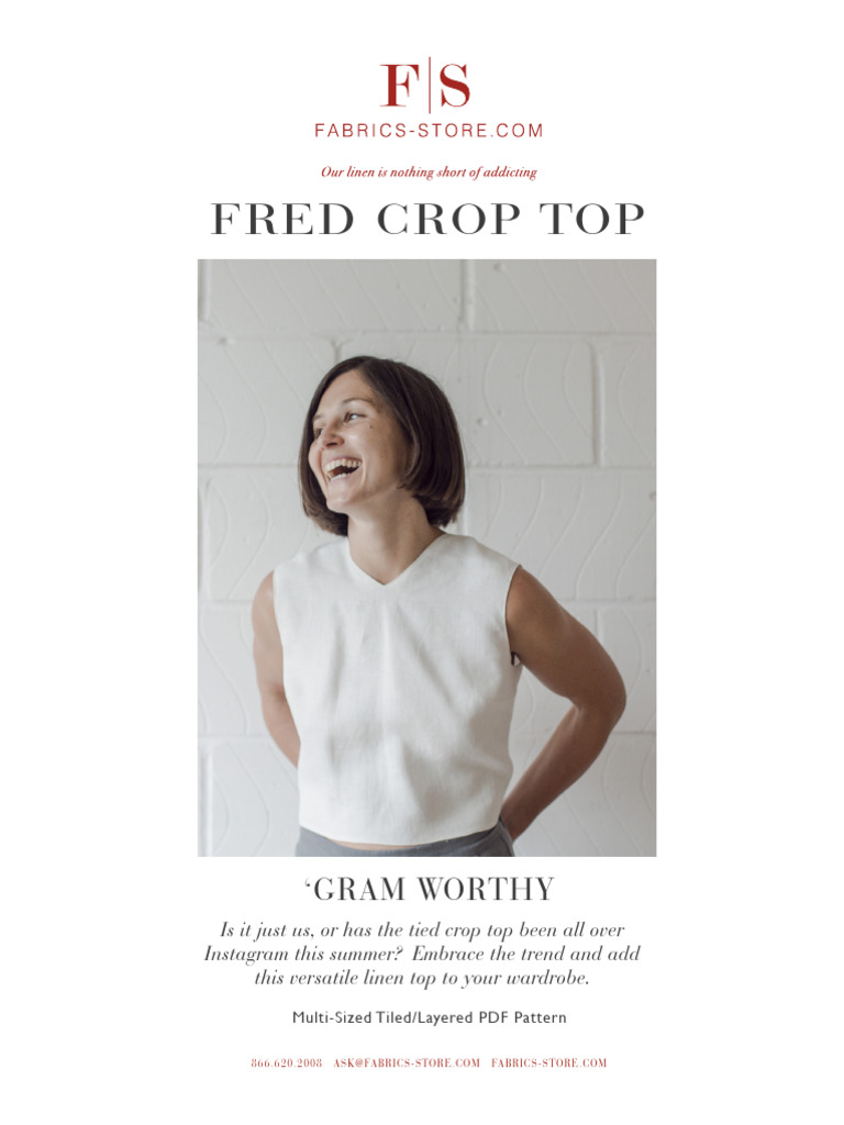 Fred V-Neck Crop Top Pattern | PDF