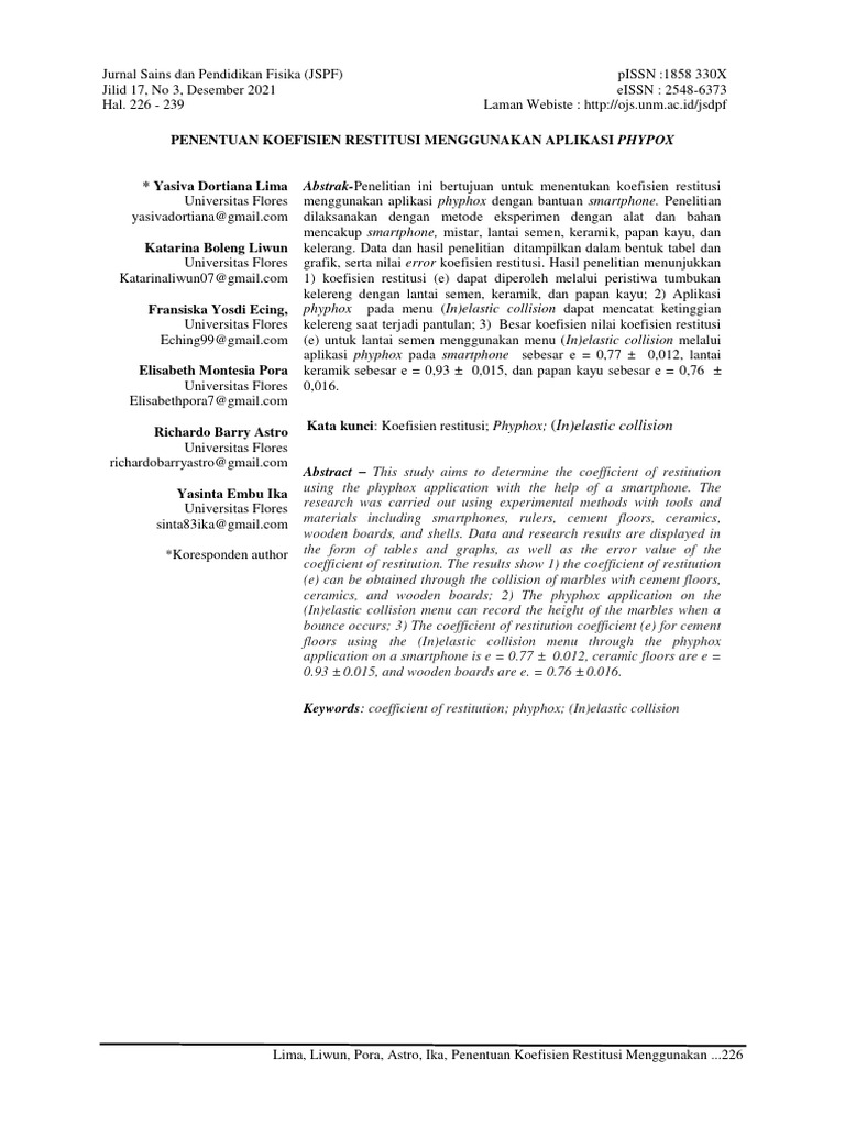 Koefisien Restitusi dengan Phyphox | PDF | Metrology | Quantity