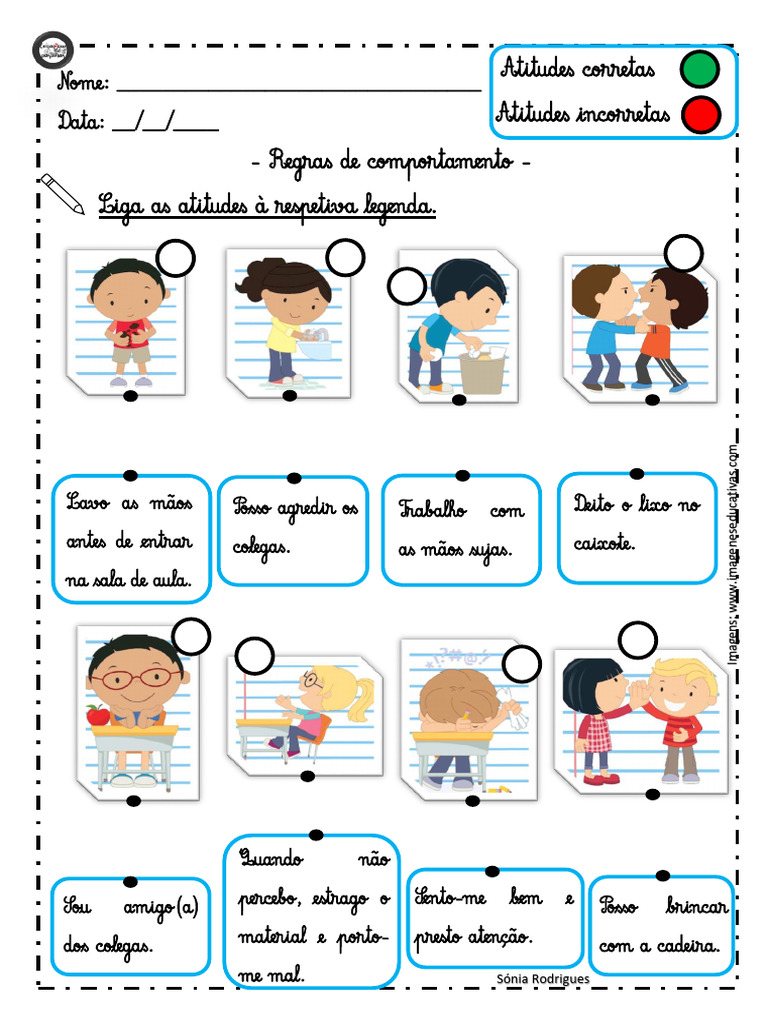 Ficha de 2º ano - regras de comportamento | PDF