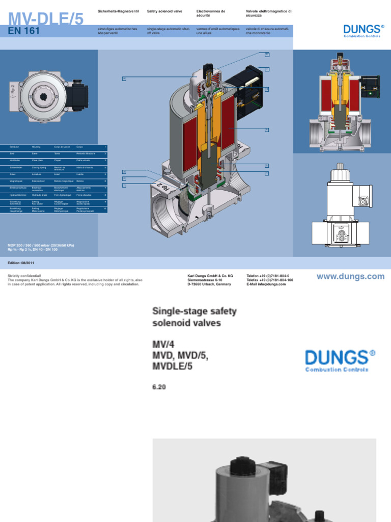 MVDLE/5 Safety Solenoid Valve Datasheet | PDF