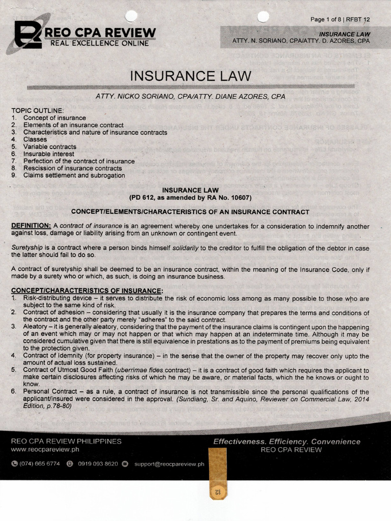 Insurance Law | PDF