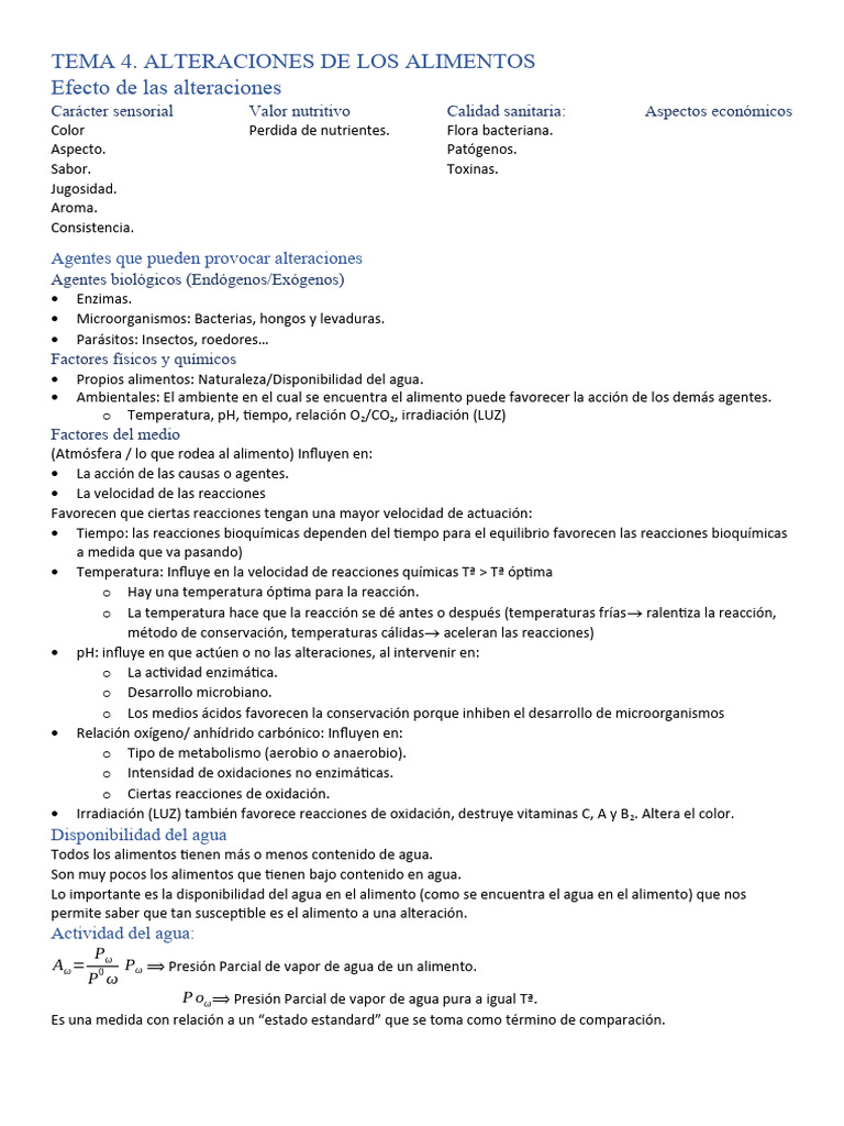 Alteraciones químicas en alimentos | PDF | Alimentos | Petróleo