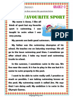 Reading Comprehension GR 2&3 - My Favorite Sport