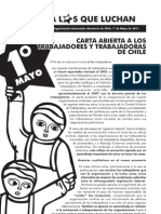 Carta abierta a los trabajadores y trabajadoras de Chile 