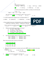 Chem Olympiad 2019 Exam Paper Answers