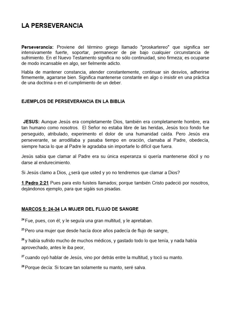 Ejemplos de Perseverancia en la Biblia | PDF | Jesús | Cristo (título)