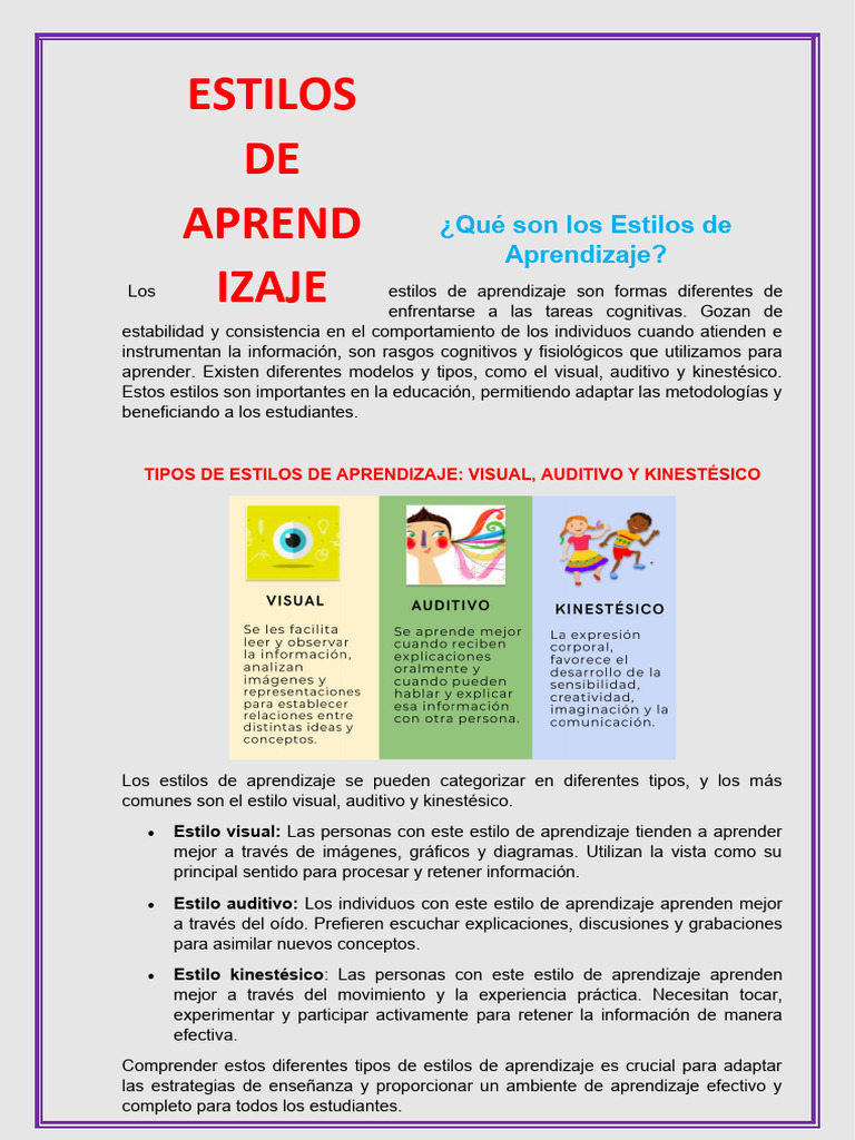 Qué Son Los Estilos de Aprendizaje | PDF