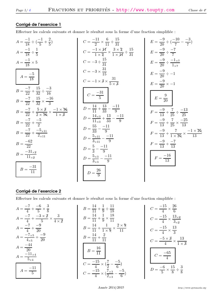 Fractions priorites 4 corrige pdf