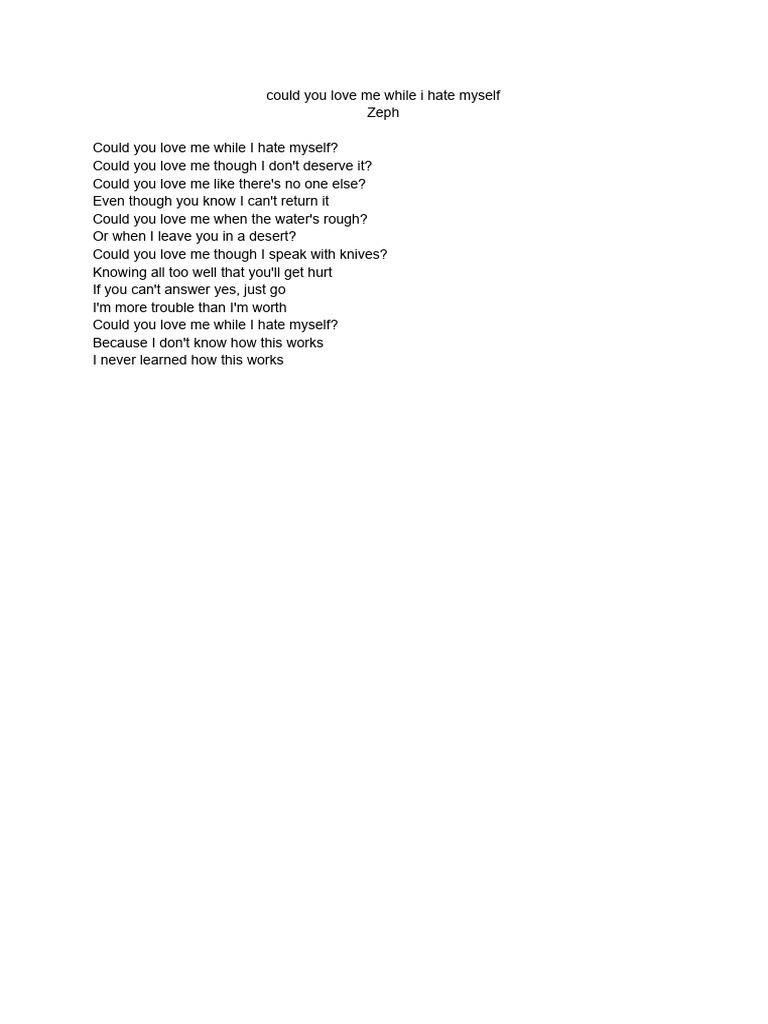 Could you love me while i hate myself pdf