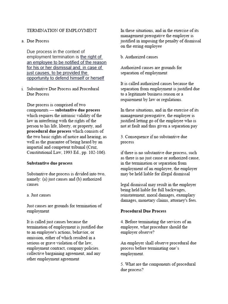 Employment Termination Due Process Guide | PDF | Employment | Certiorari