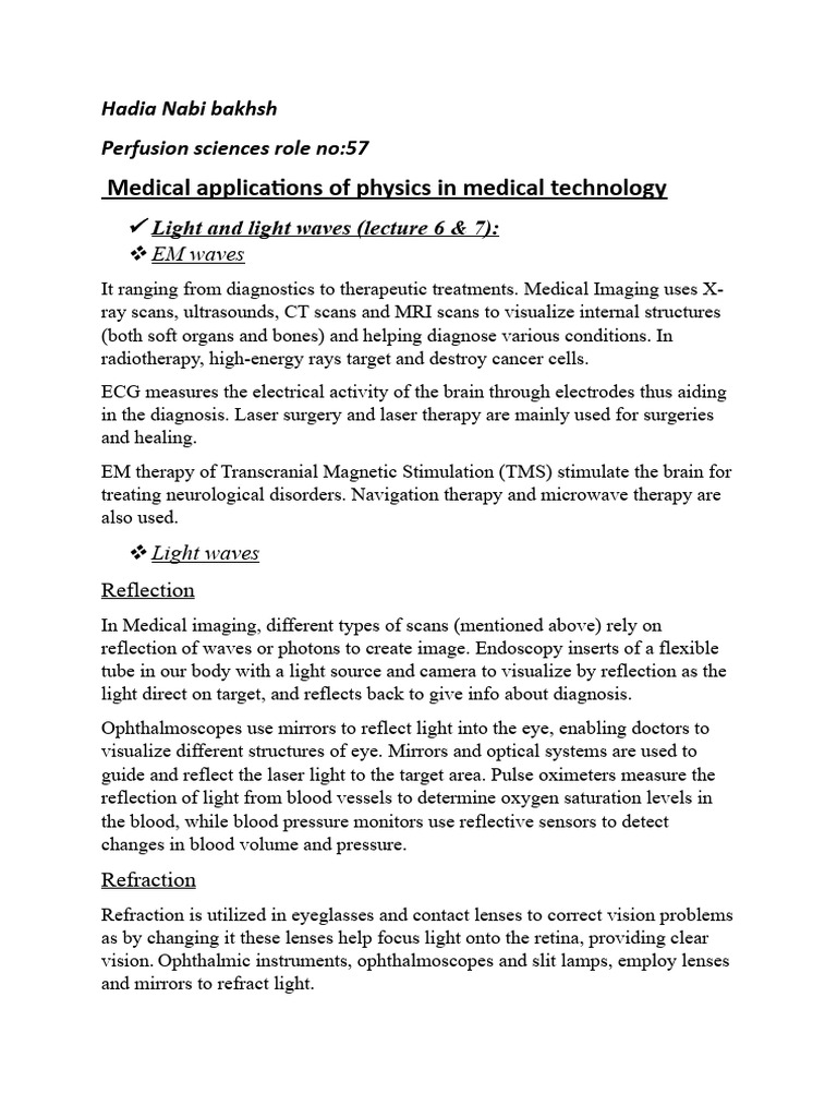 Medical Applications of Physics in Medical Technology PDF Medical