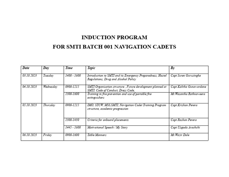 Induction Program | PDF
