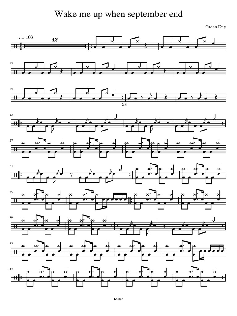 Green Day: September Drum Sheet Music | PDF