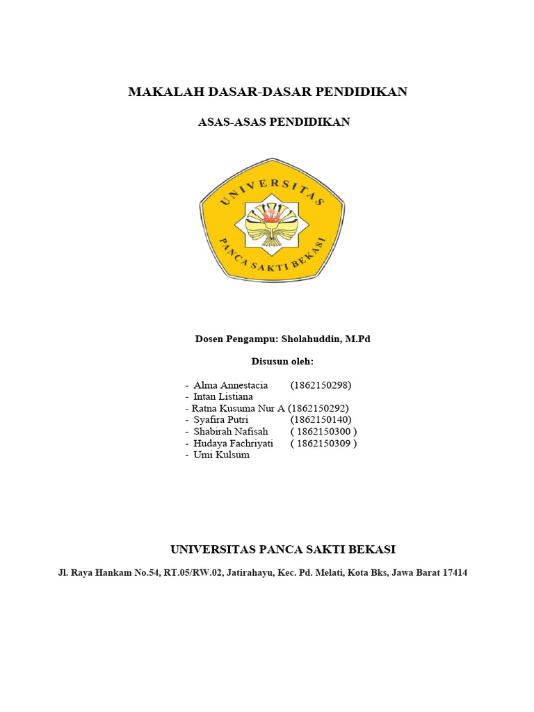Makalah dasar dasar pendidikan pdf