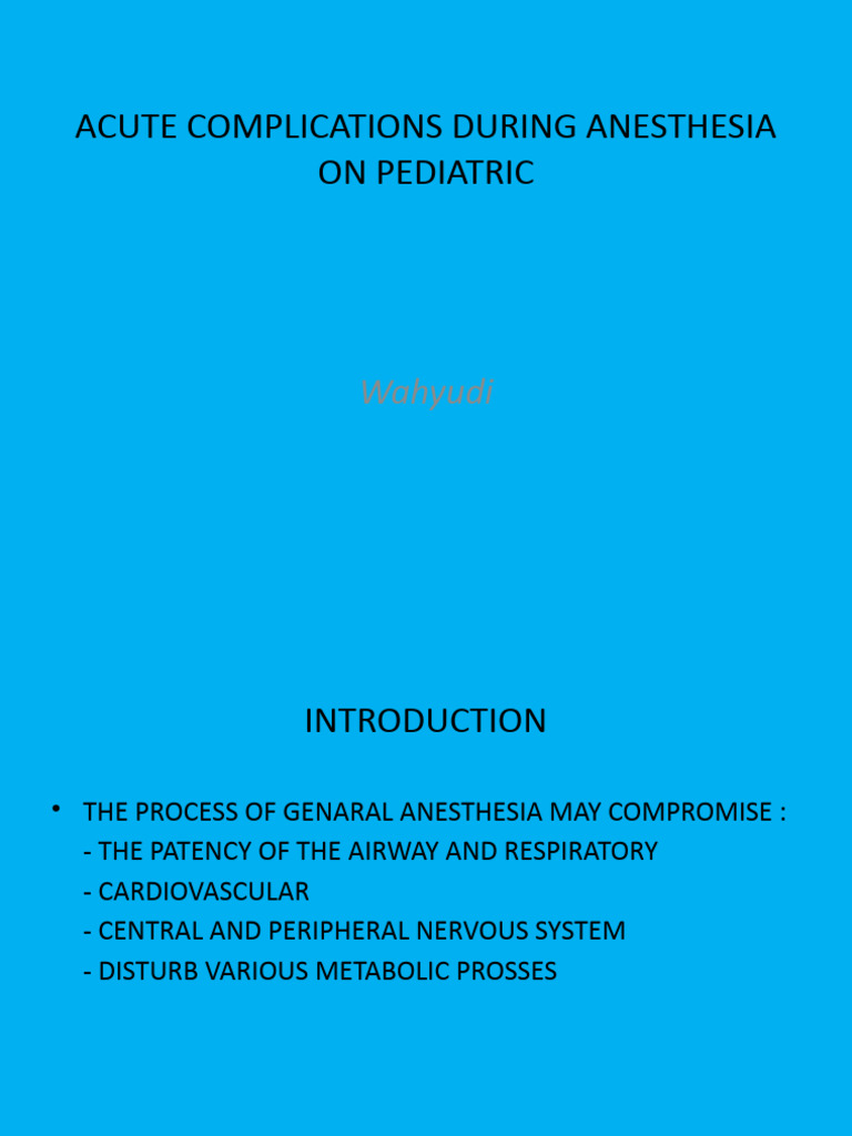 Acute Complication During Anesthesia PDF Anesthesia Respiratory Tract