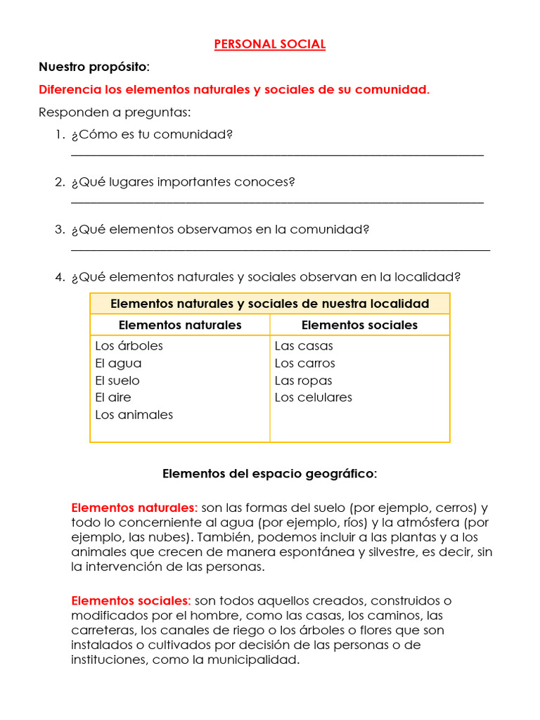 Personal Social Tarea | PDF | Ciencias de la Tierra | Naturaleza