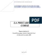 Rapport relatif à la précarité en Corse - Novembre 2009