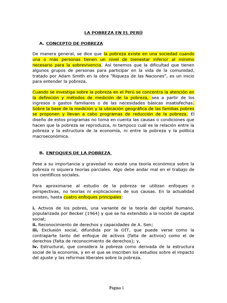 La Pobreza en El Perú | PDF | Pobreza | Pobreza e indigencia