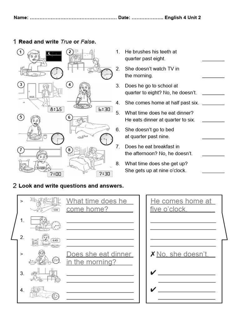Test Unit 2 English 4º Grade Adapted All About Us | PDF