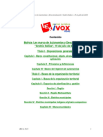 Bolivia: Ley Marco de Autonomías y Descentralización "Andrés Ibáñez", 19 de Julio de 2010