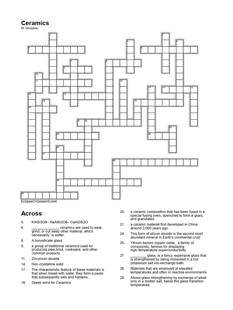 Crosswords Ceramics PDF Glasses Ceramics