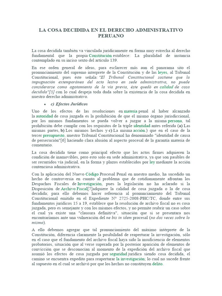 Cosa Decidida en Derecho Administrativo | PDF | Derecho