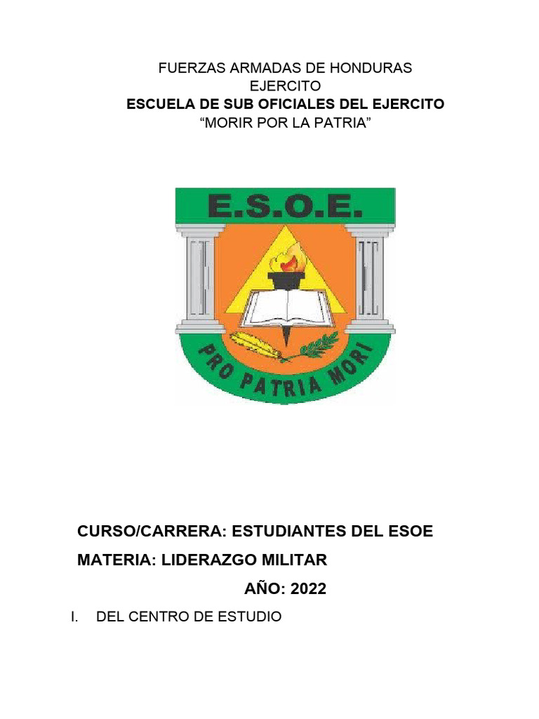 Liderazgo Militar en el ESOE Honduras | PDF | Crecimiento personal y ...