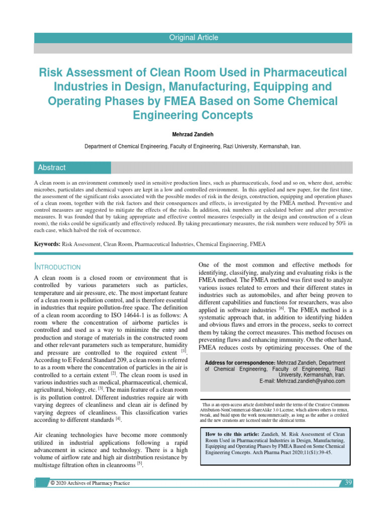 Cleanroom Risk Assessment in Pharma | PDF | Risk | Pollution