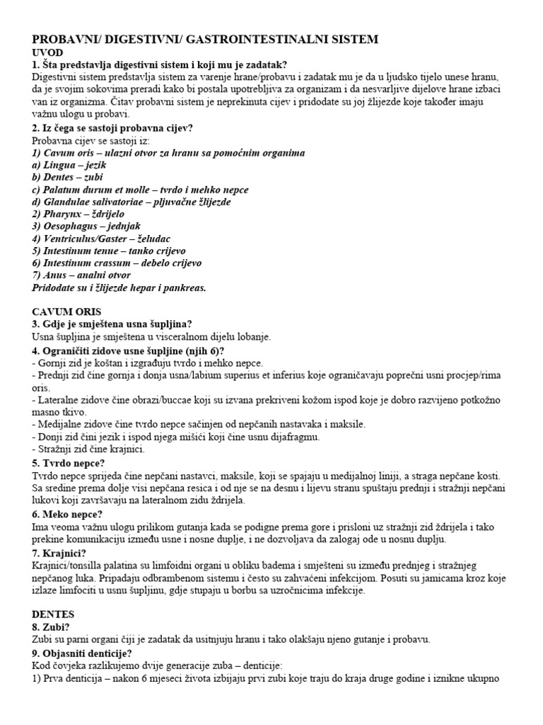 Anatomija I Fiziologija Čovjeka - Probavni Sistem | PDF