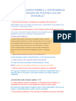 Reflexionamos Sobre La Solidaridad en El Cuidado de Nuestra Salud Integral