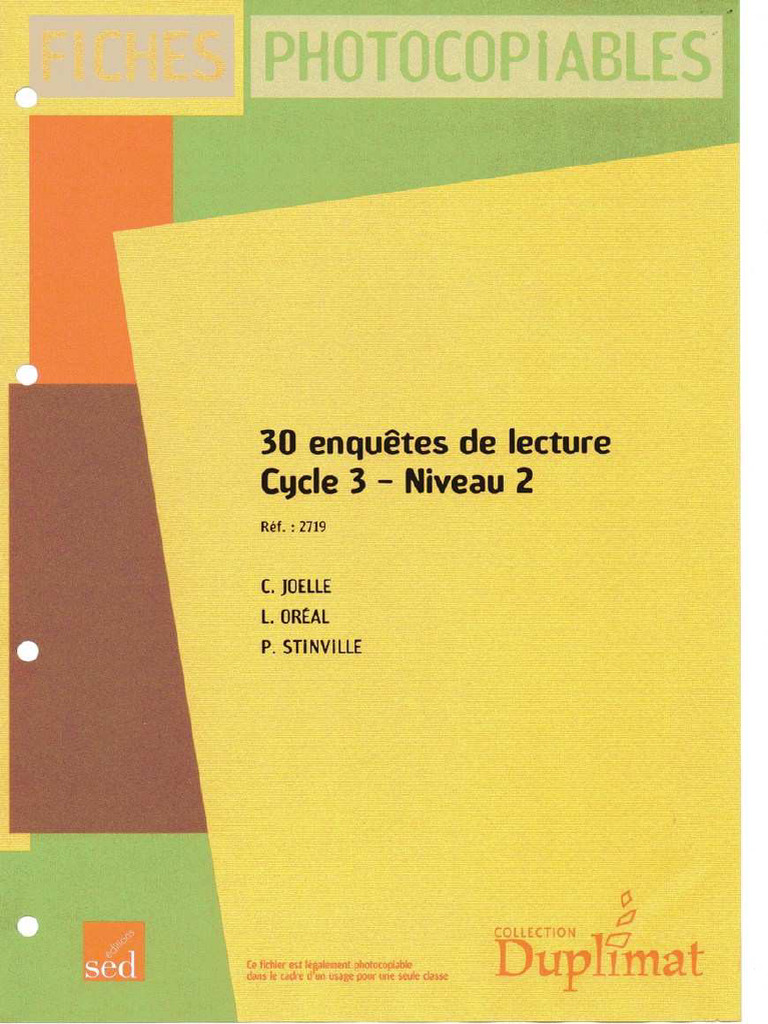 Sed - 30 Enquêtes de Lecture C3 Niv2 | PDF