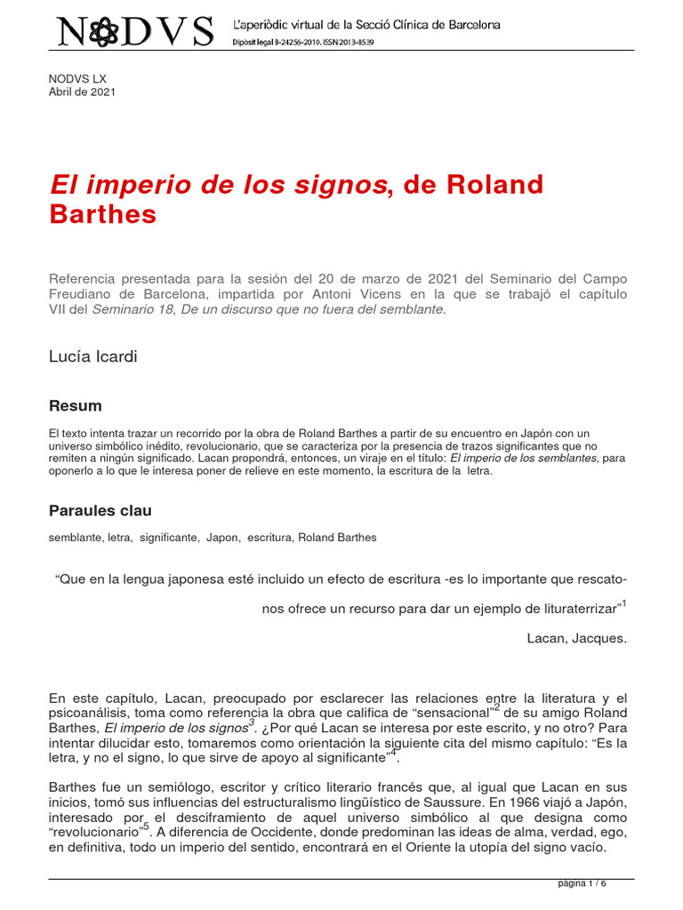 El Imperio Del Signo PDF