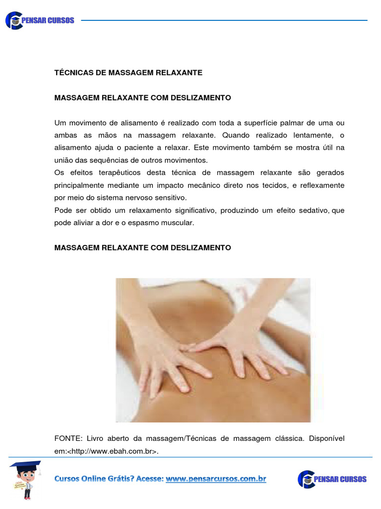Técnicas de Massagem Relaxante Eficazes | PDF | Autoajuda
