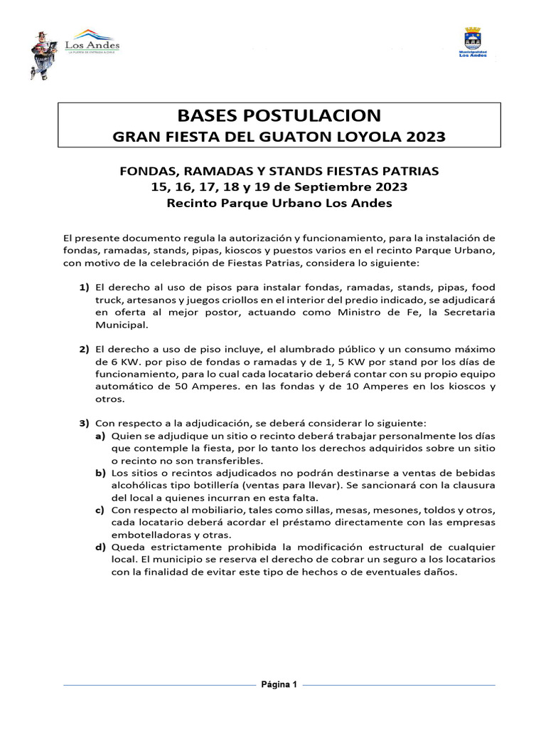 Bases Fiesta Guatón Loyola 2023 | PDF | Chile | Daños y perjuicios