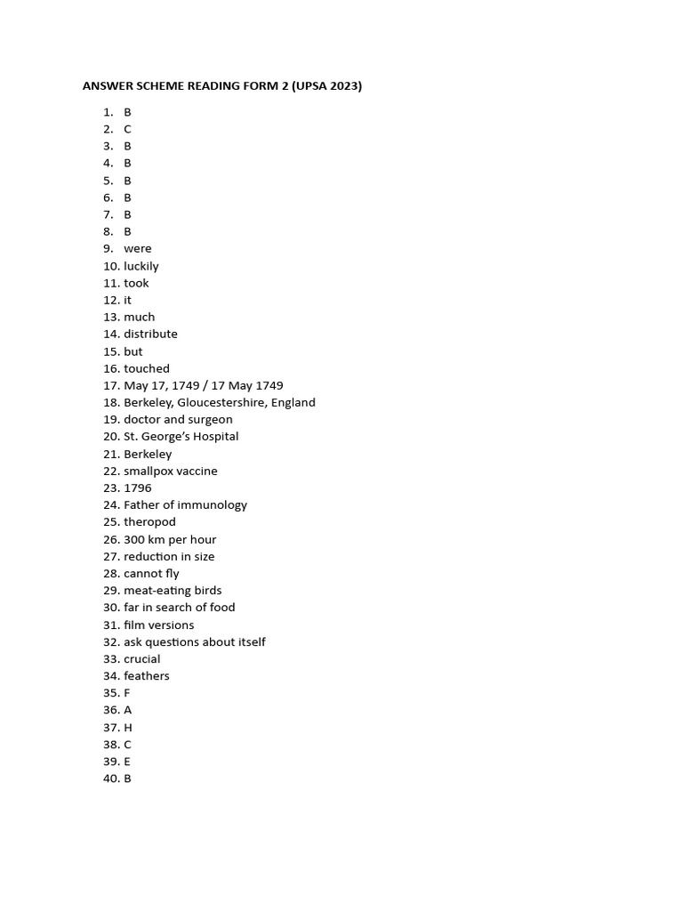 Answer scheme reading form 2 pdf