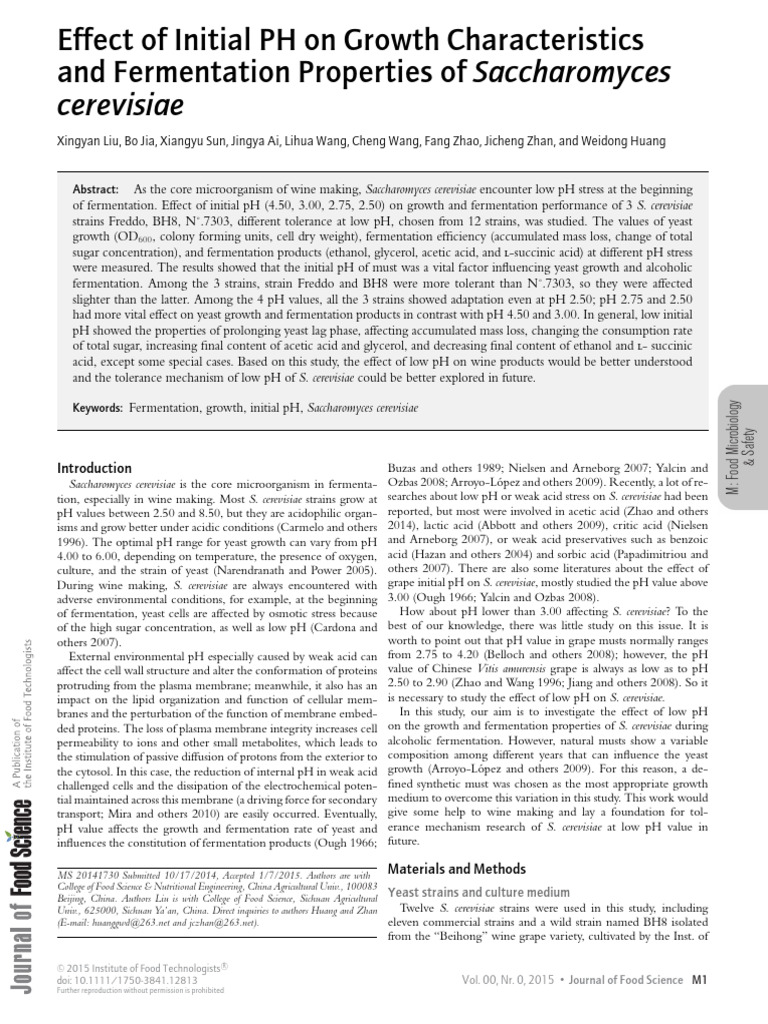 Effect of Initial PH On Growth Characteristics | PDF | Yeast | Cell ...