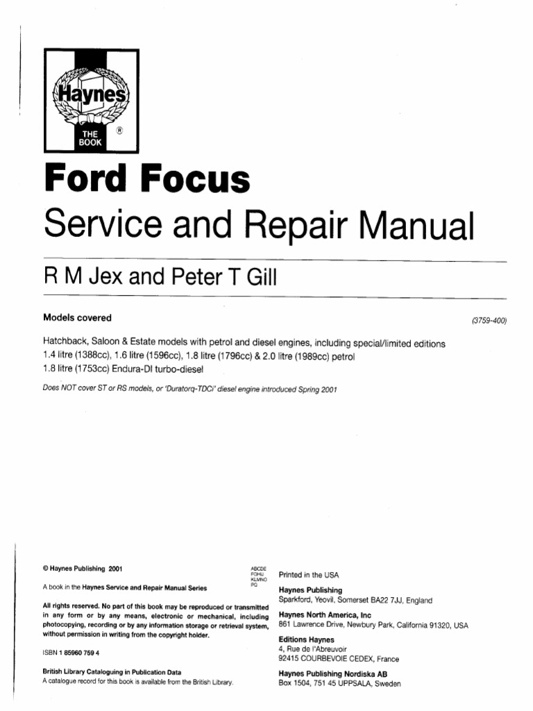 Ford Focus Service I Repair Manual | PDF