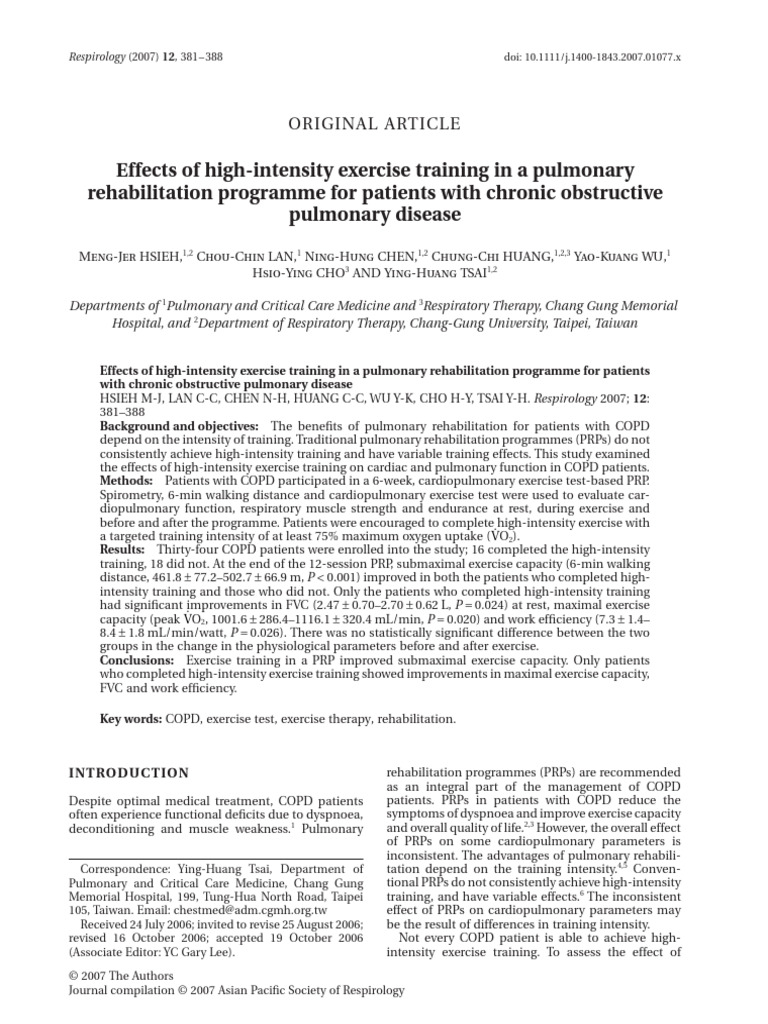 Hsieh. Effects of High-Intensity Exercise Training in A Pulmonary ...