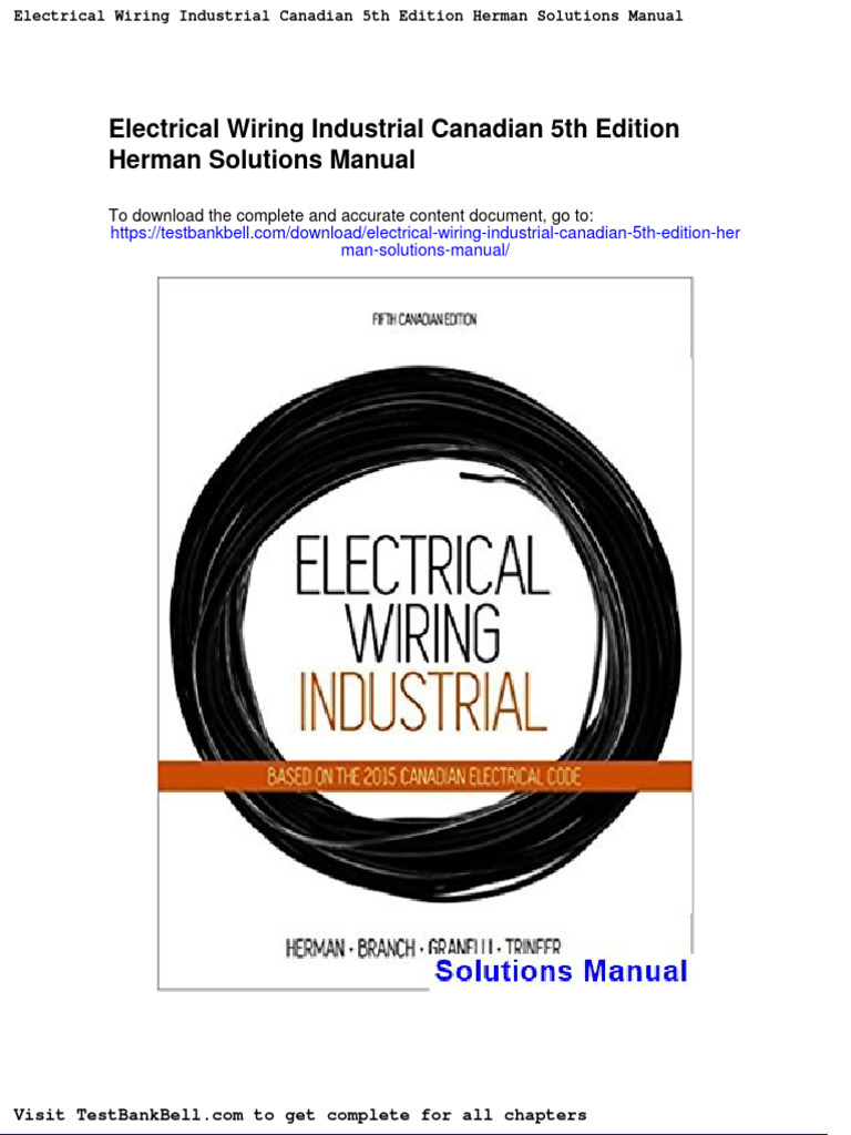 Electrical Wiring Industrial Canadian 5th Edition Herman Solutions Manual PDF Electrical