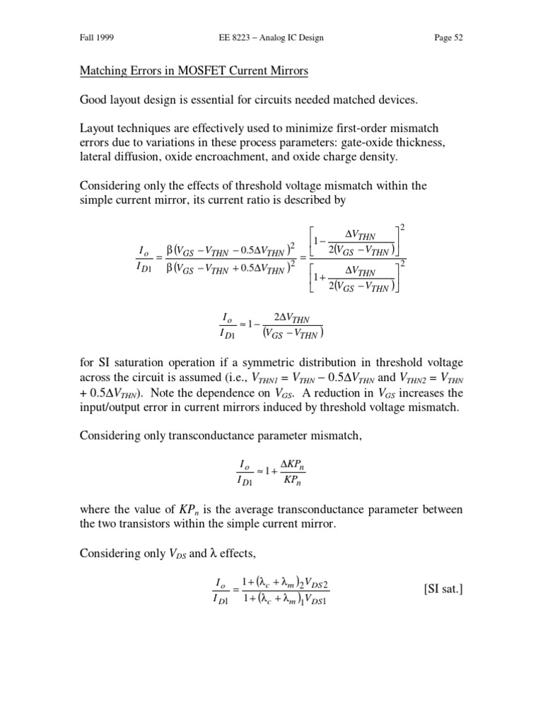 Current Mirror Design and Matching Techniques | PDF | Analog Circuits ...