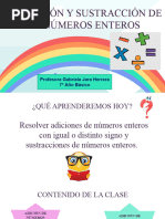 Clase de Adición y Sustraccion de Numeros Enteros - 7° Año Miercoles 09 de Junio