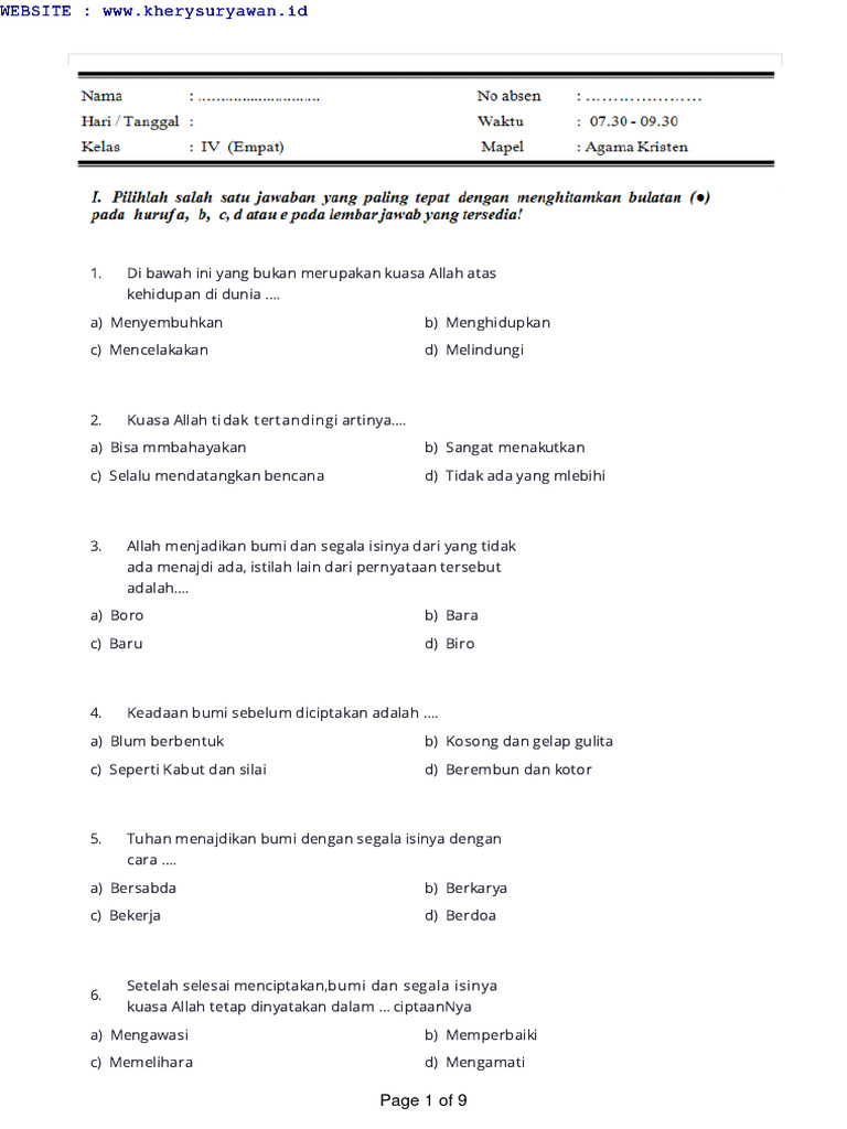 Www Kherysuryawan Id Pas Agama Kristen Kelas 4 Sd V1 Pdf