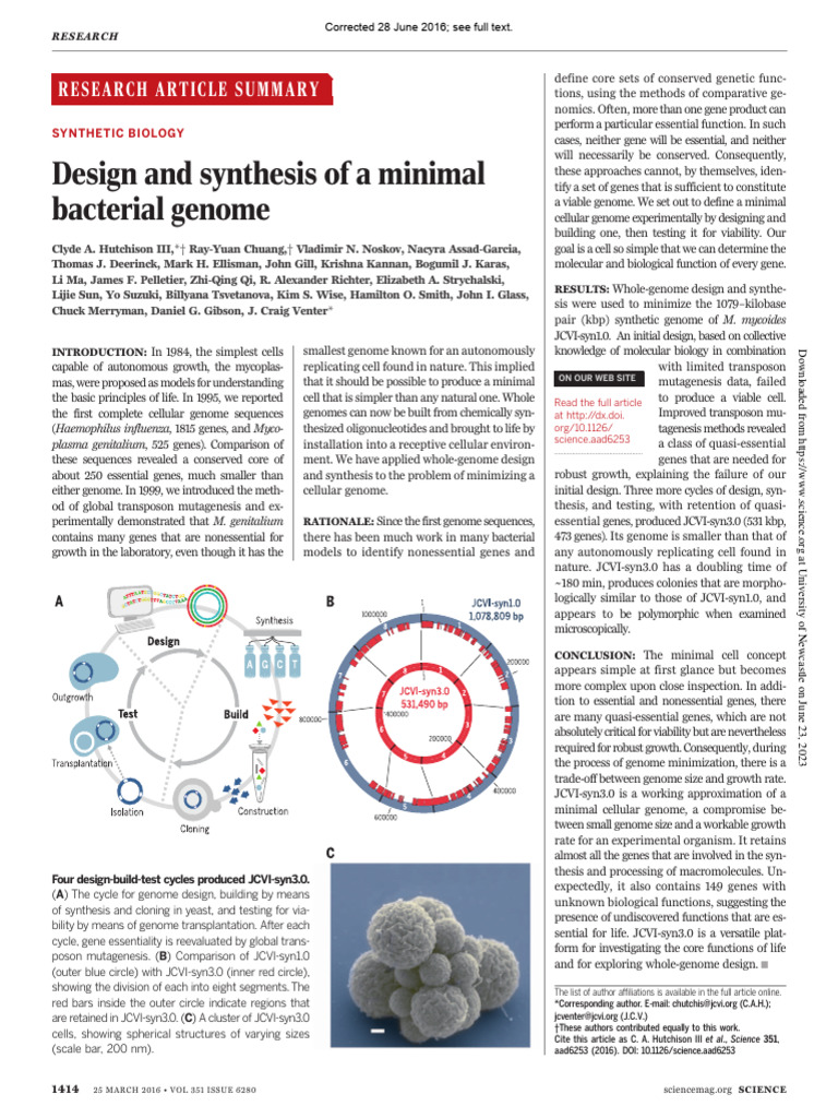 The Minimal Genome: A Metabolic And Environmental Comparison – VNMX