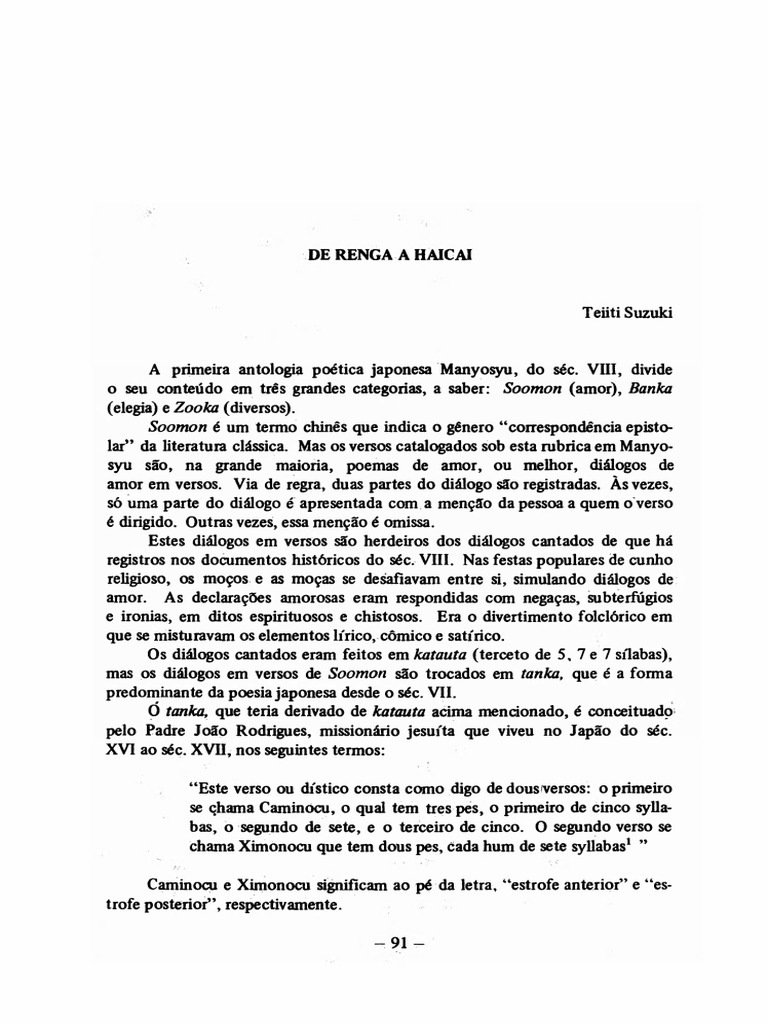 Renga e Haicai: Diálogos Poéticos | PDF | Haiku | Amor