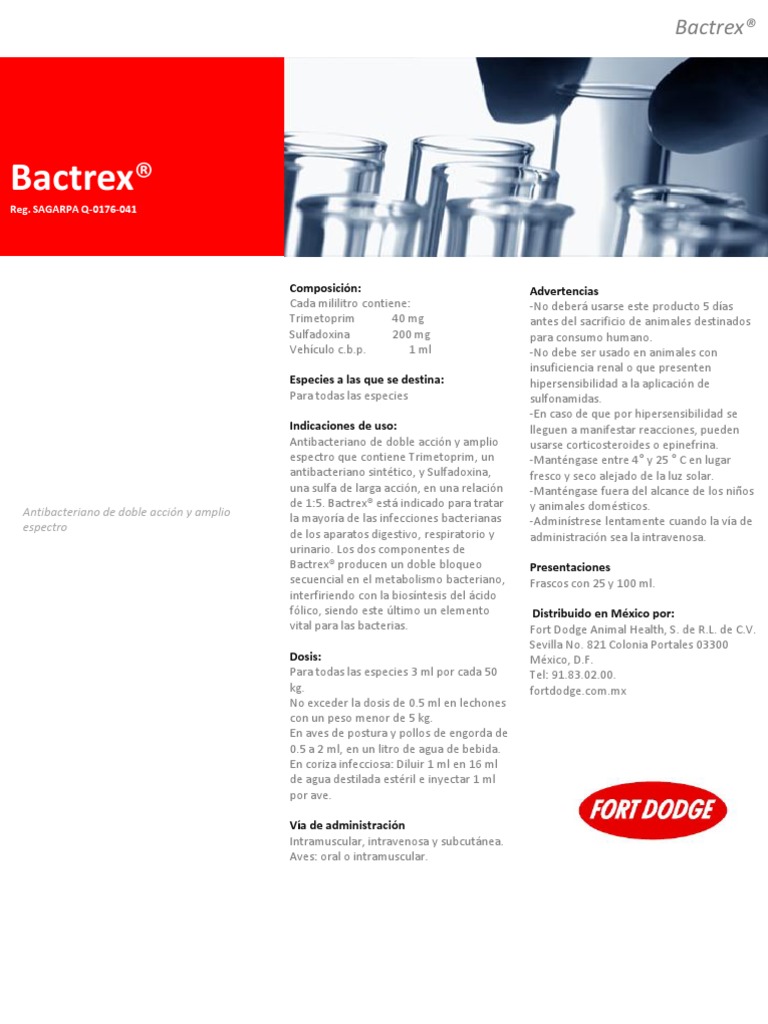 Uso y dosis de Bactrex en aves | PDF