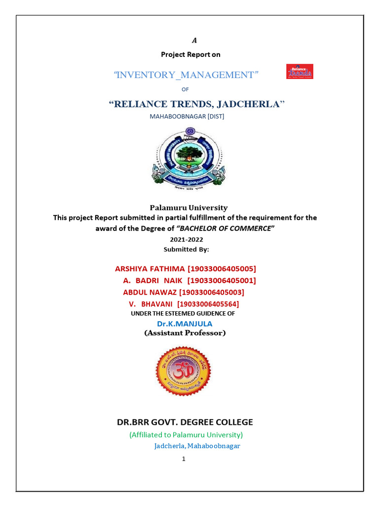 Inventory Management at Reliance Trends | PDF